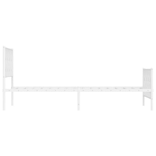 NNEVL Metal Bed Frame with Headboard and Footboard&nbsp;White 107x203 cm