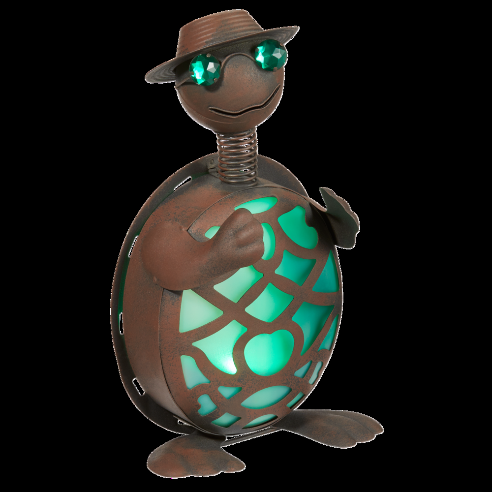 For Living Solar-Powered Metal Turtle Lawn Ornament, 14-in