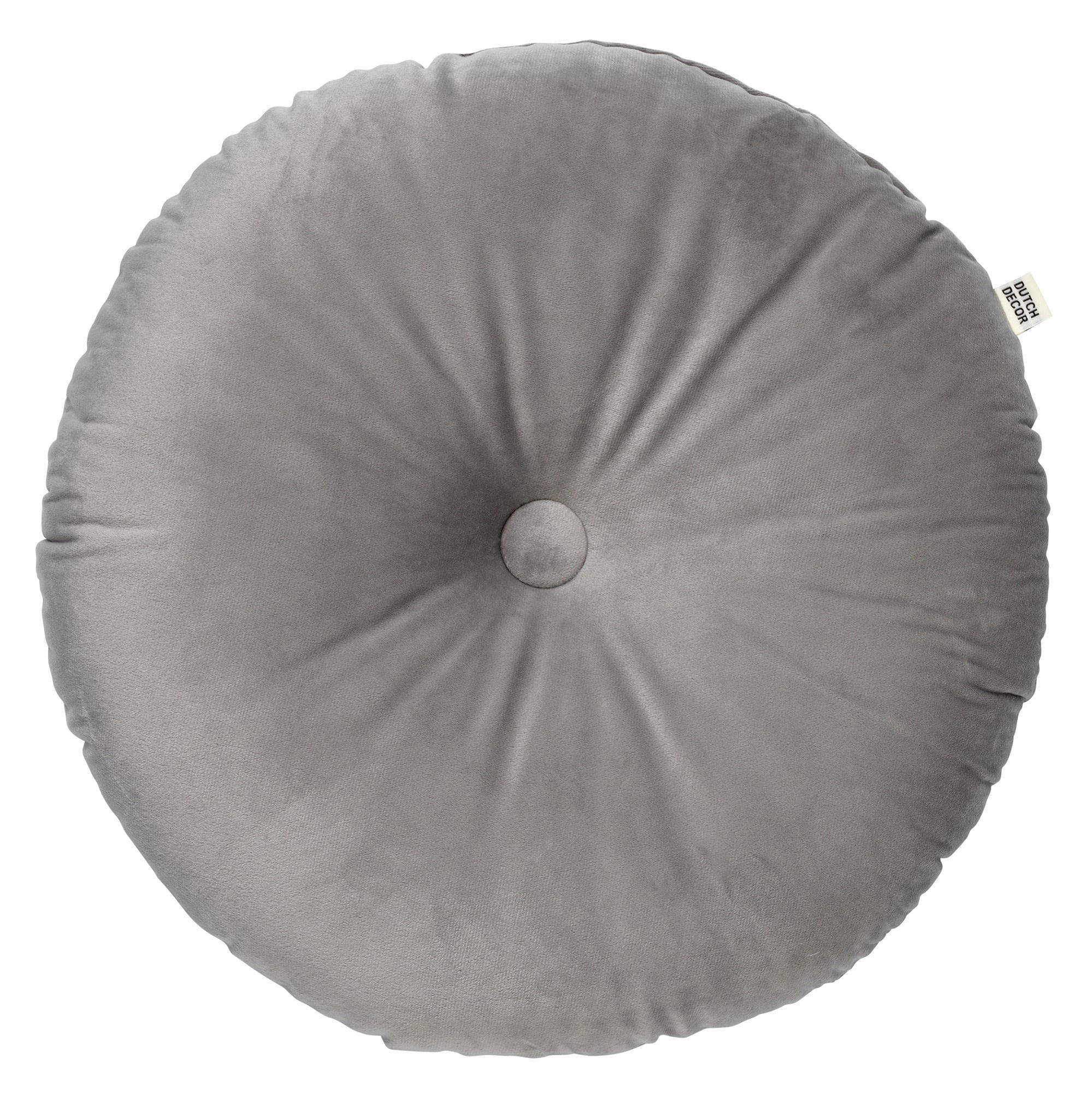 OLLY - Coussin rond gris en velours 40 cm uni