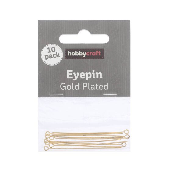 Gold Plated Eyepins 50mm 10 Pack