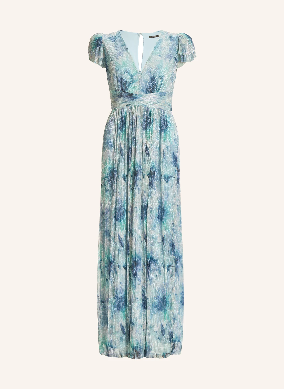 SWING Abendkleid mit Plissees und Glitzergarn