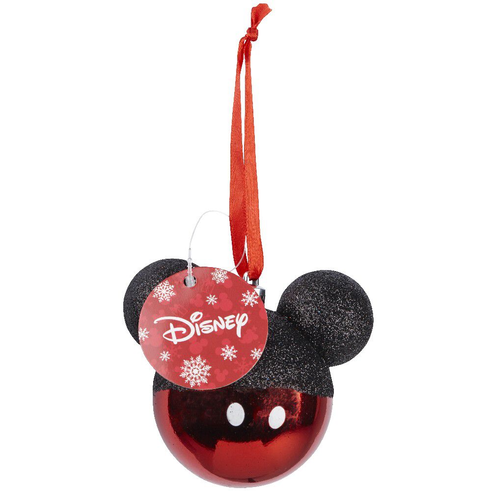 Boule de No&euml;l Disney tête de Mickey rouge et noire