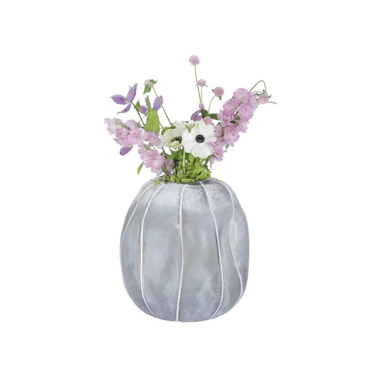 LIVING - Vase rond en verre gris perle