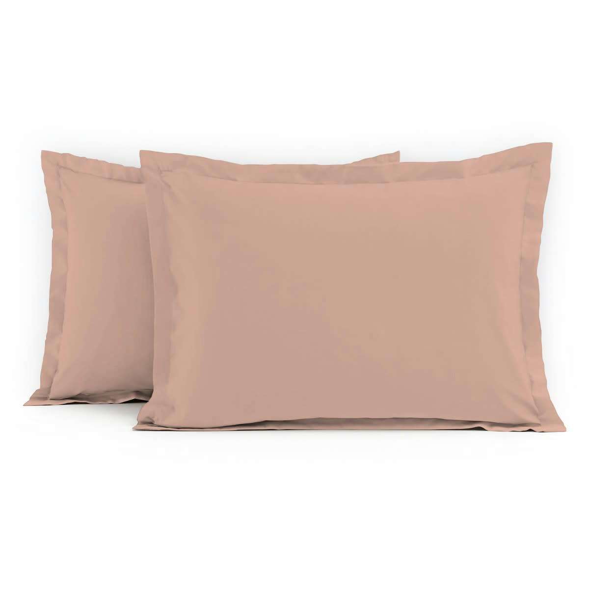 - Lot de 2 taies rectangulaires 100% coton - Rose - 50x70 cm