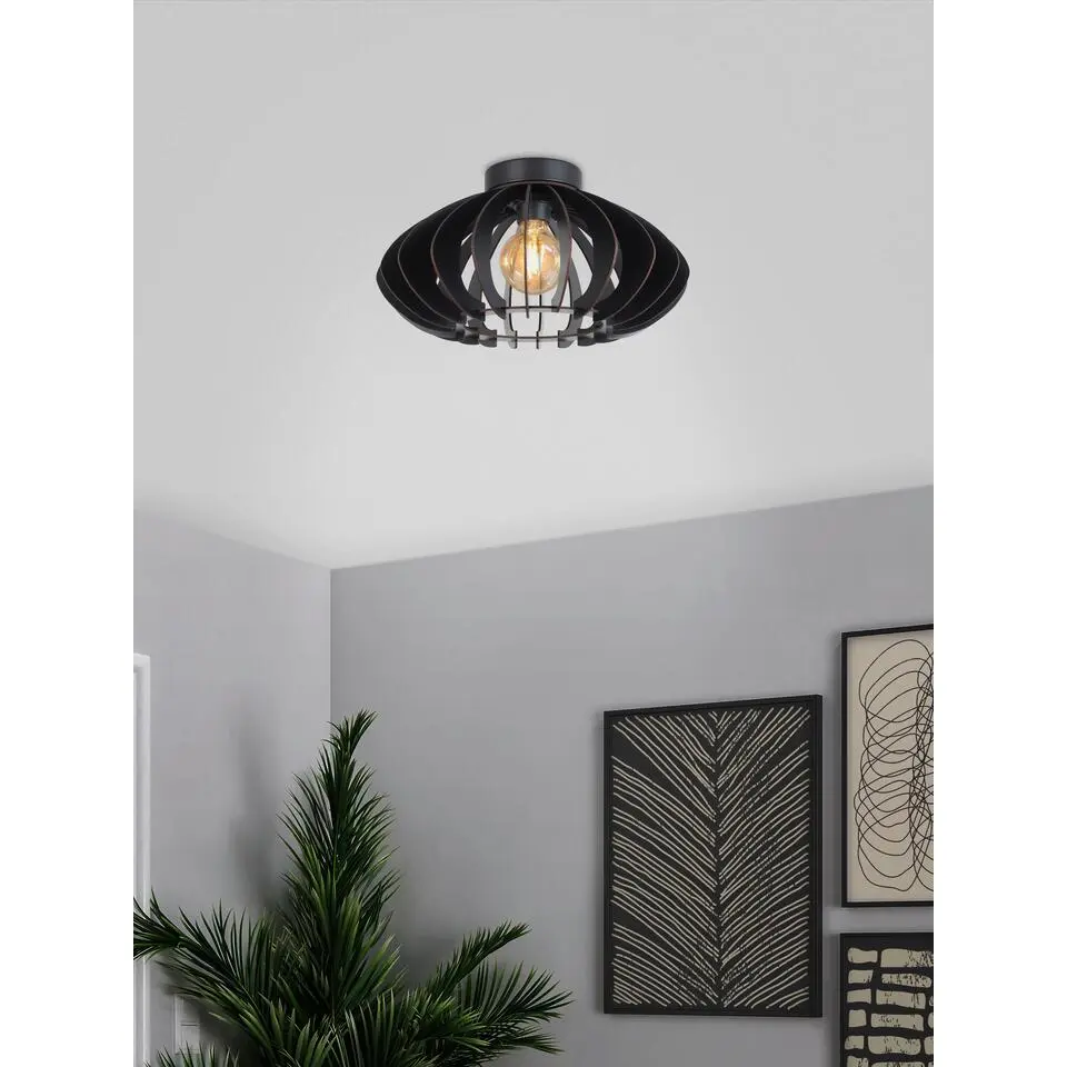 EGLO Cossano 3 plafondlamp - E27 - &Oslash;38 cm - Hout - Zwart
