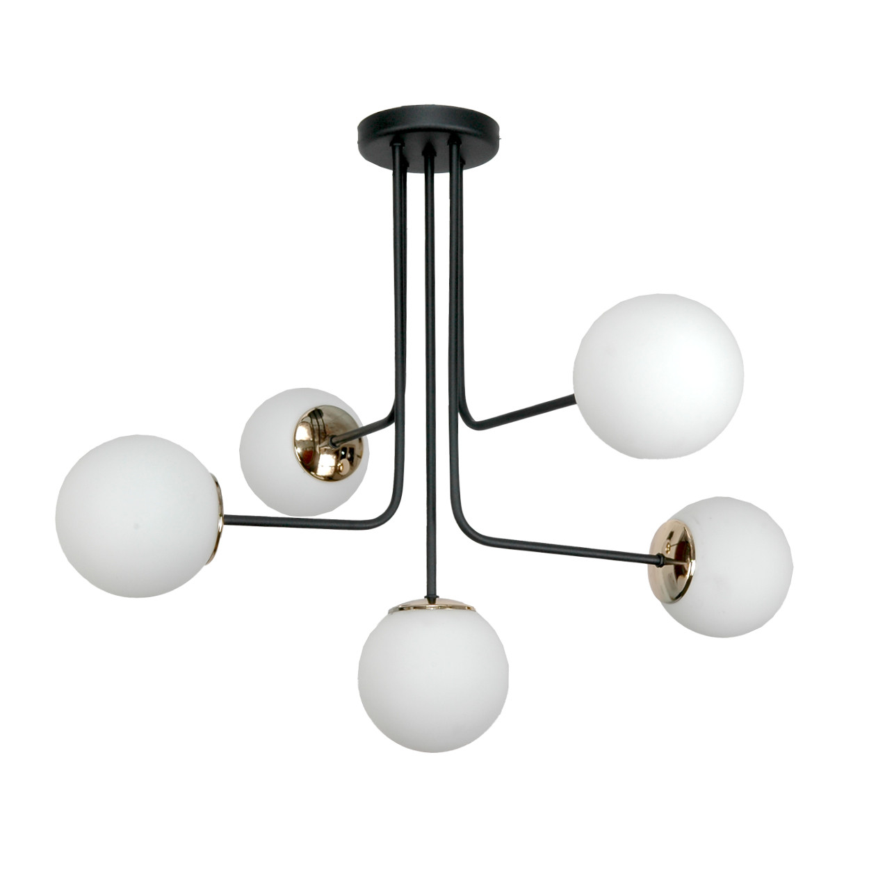 Lampa sufitowa EDYLIT czarna kule białe 5xE14 KARINA 15-431