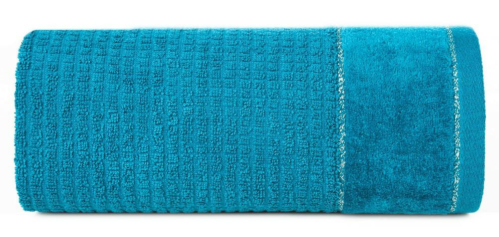 Ręcznik Glory 70x140 turkusowy z bordiurą i srebrną nicią 500g/m2 frotte