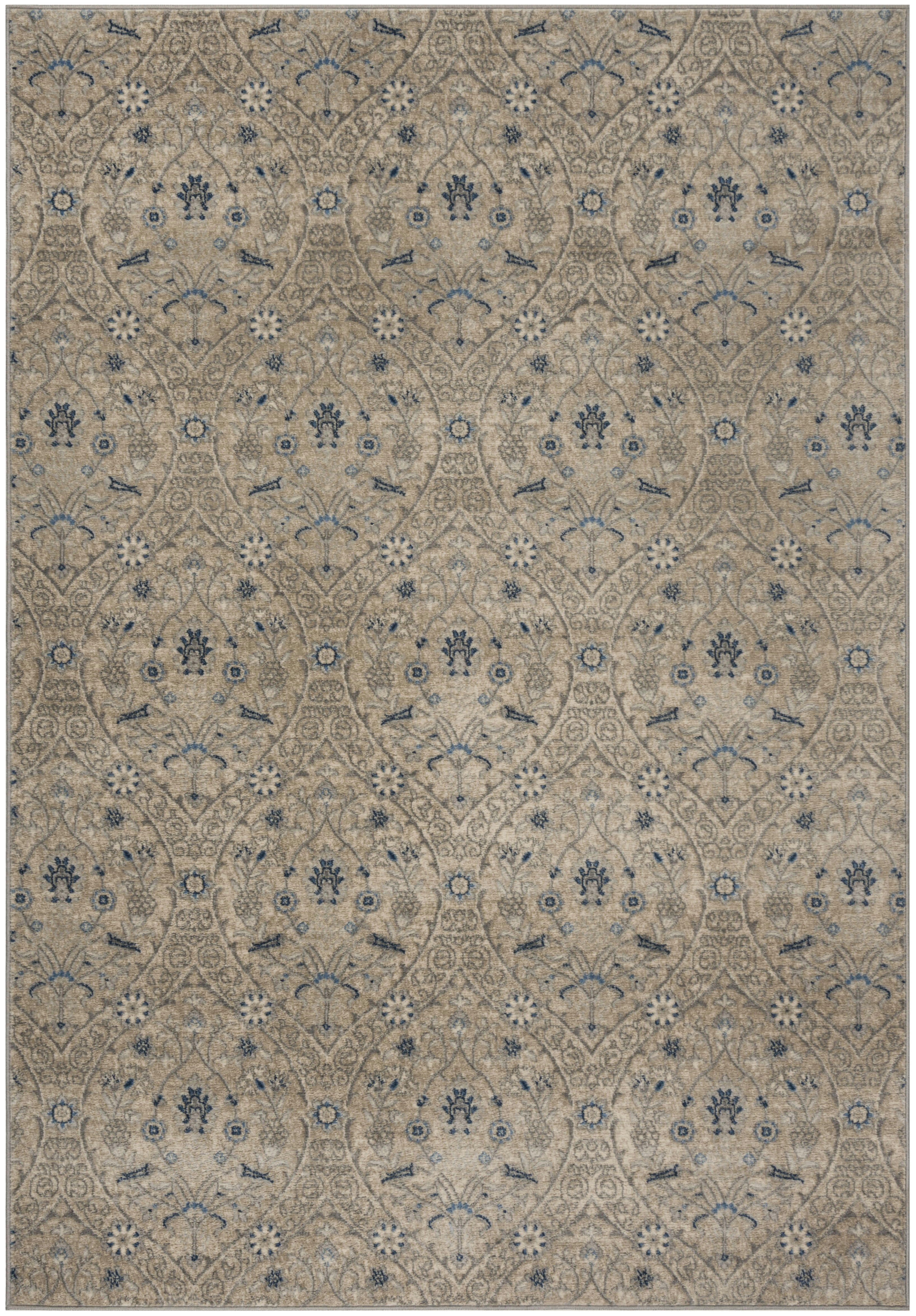 BRENTWOOD - Tapis de salon interieur en gris clair & bleu, 91 x 152 cm
