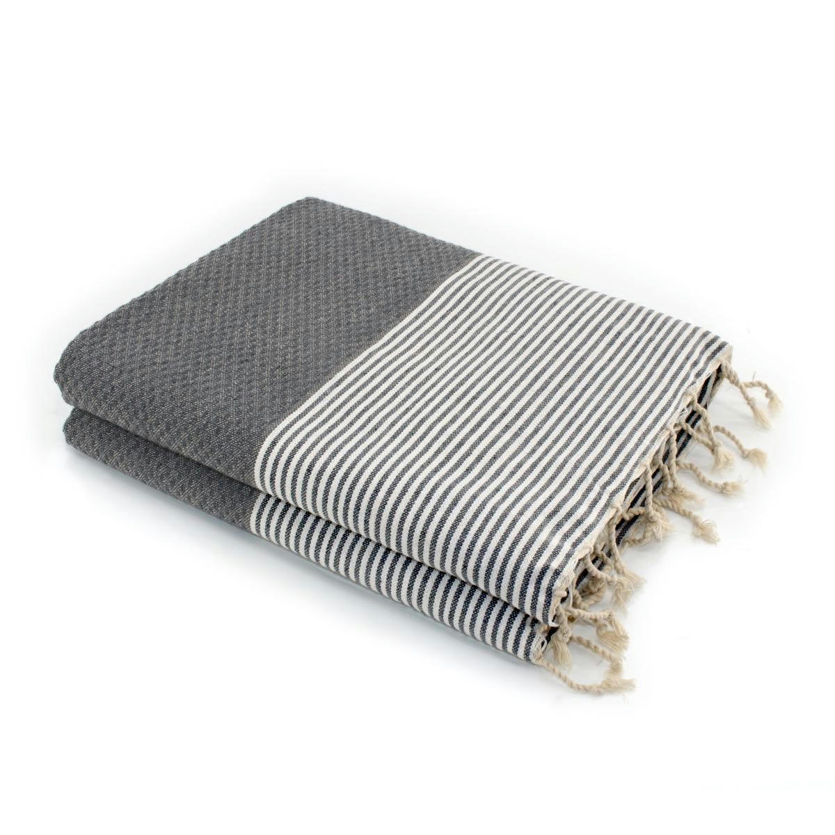 IBIZA - Fouta XXL coton  200x200 gris moyen