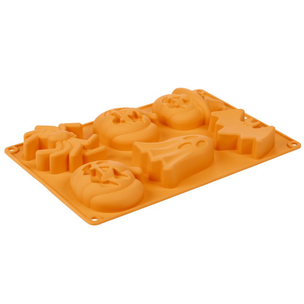 Moule à gâteau Halloween x6 silicone orange 18x27cm