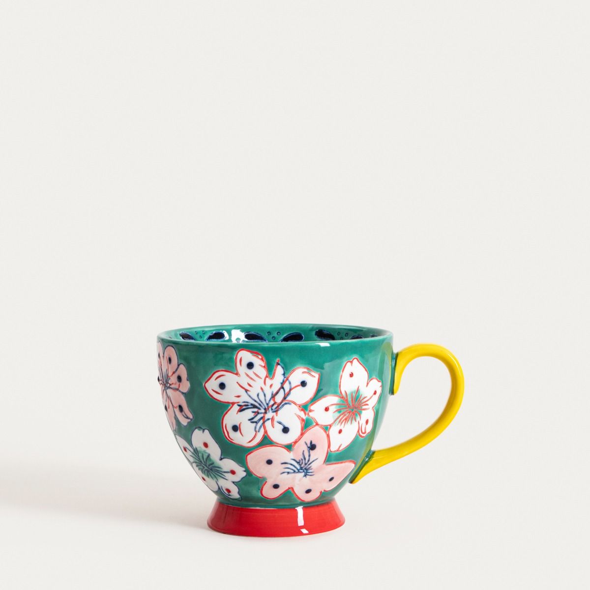 Kubek SALVA ręcznie malowany turkusowy 0,4 l