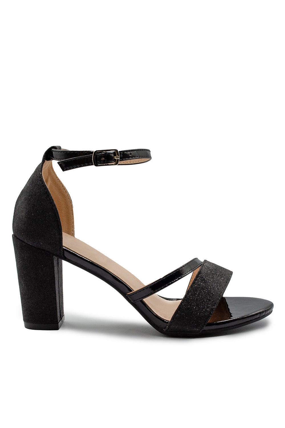 Where's That From Ella' Mid High Block Heel Sandals With Ankle Strap