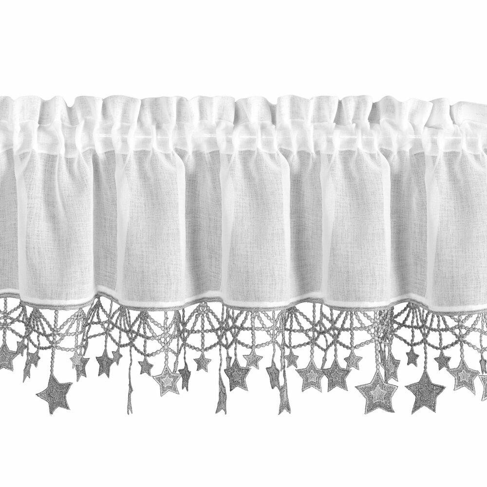 Zazdrostka świąteczna 30x150 cm biała srebrne gwiazdki do kuchni gotowa