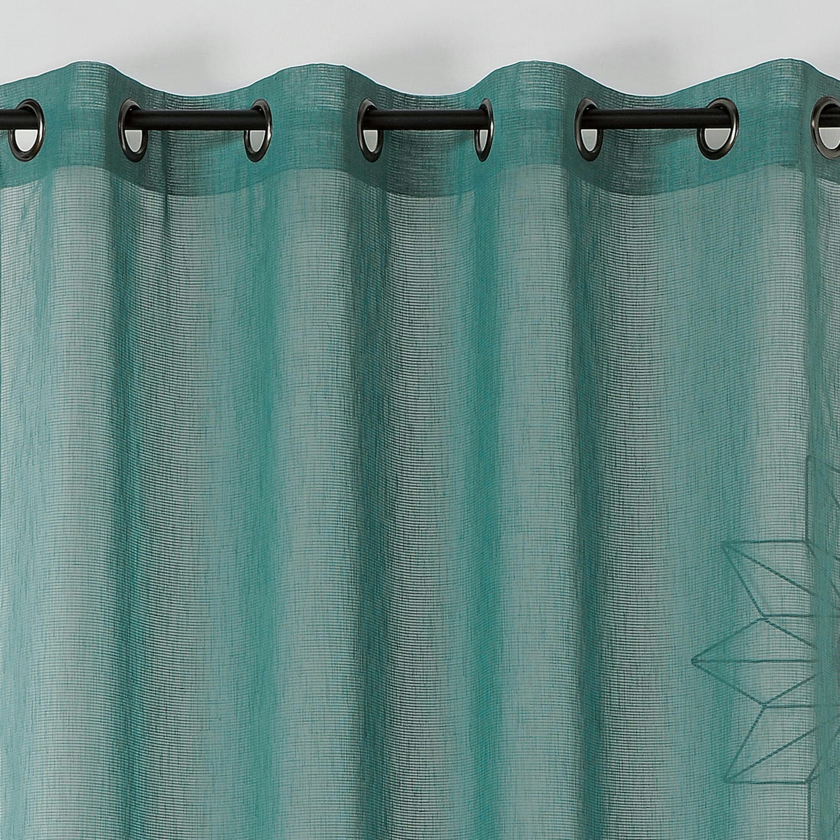 - Voilage  -  - effet de rayures polyester vert 145x240 cm