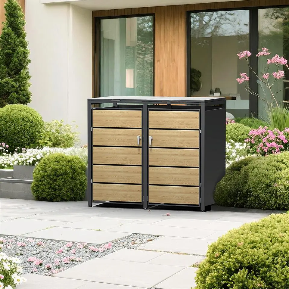 Kliko ombouw - 2 containers - Houtlook - Met lock functie