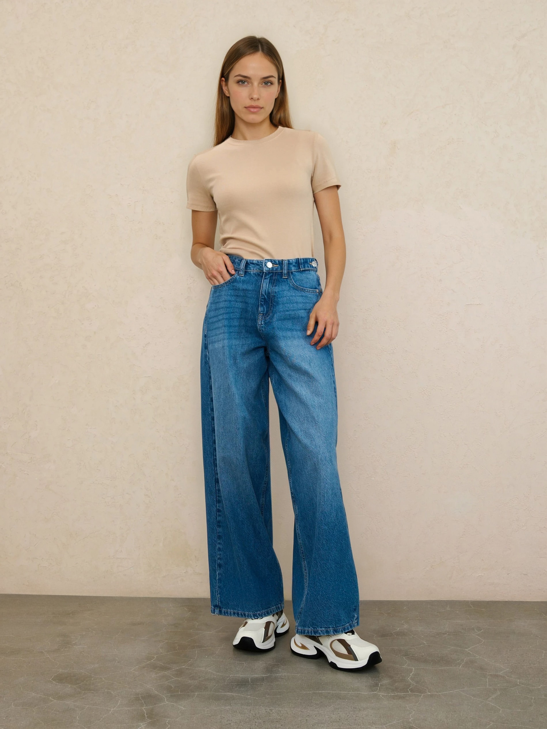 Jeansy baggy mid waist