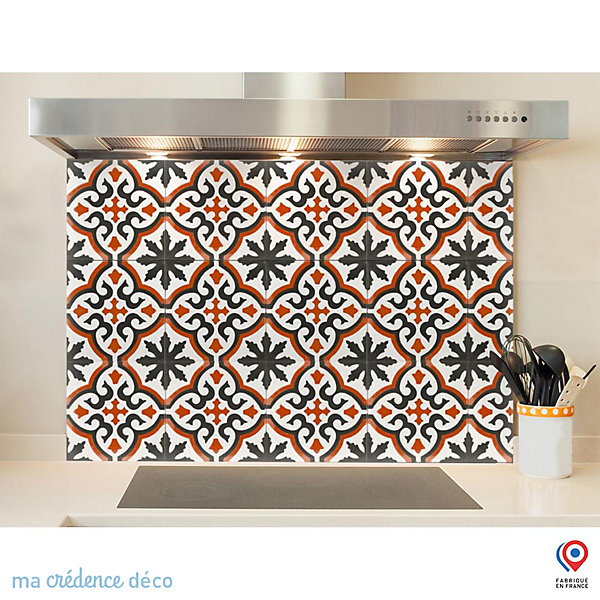 Crédence cuisine fond de hotte Carrelage classique rouge - Alu composite - L 60 cm x H 45 cm - MaCrédenceDéco