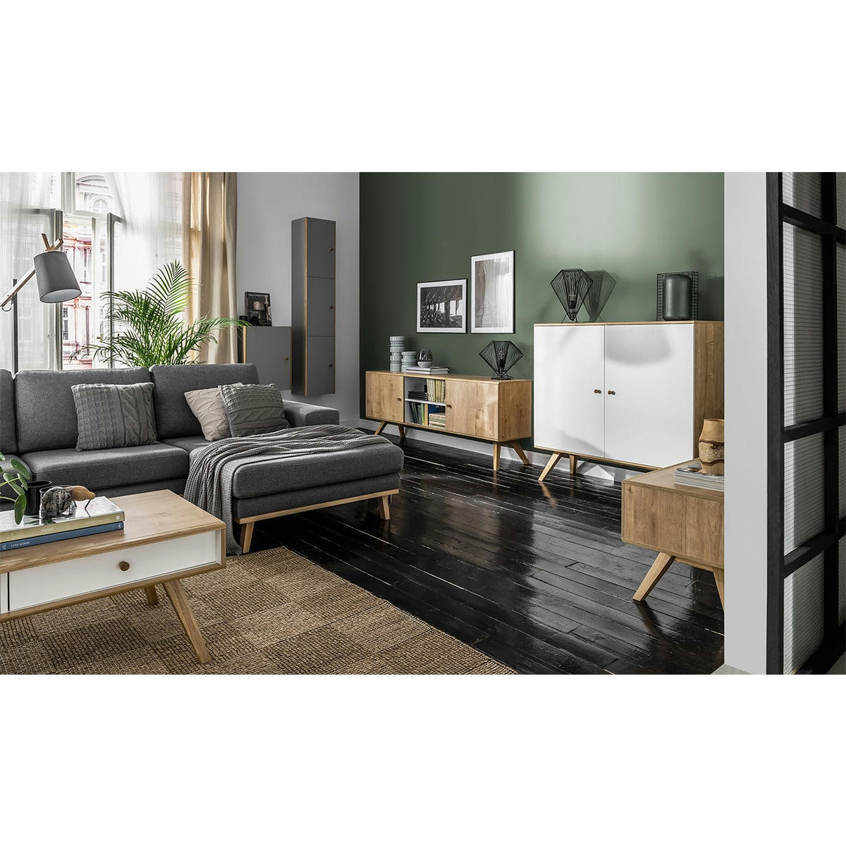 - Buffet long bas 2 portes naturel