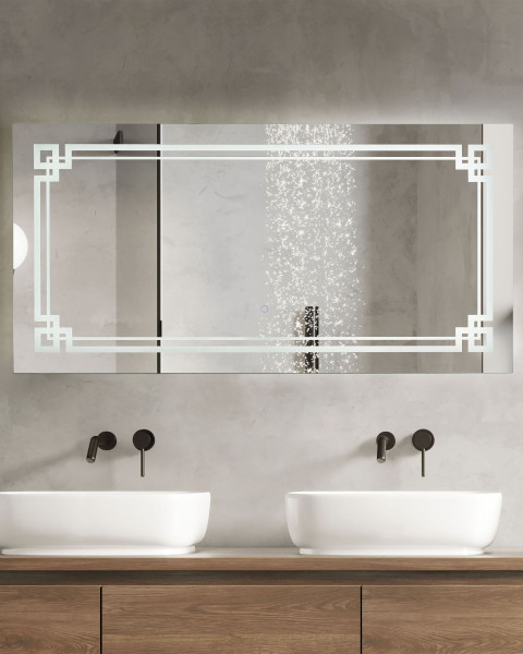 Lustro wiszące ścienne LED prostokątne 120 x 60 cm
