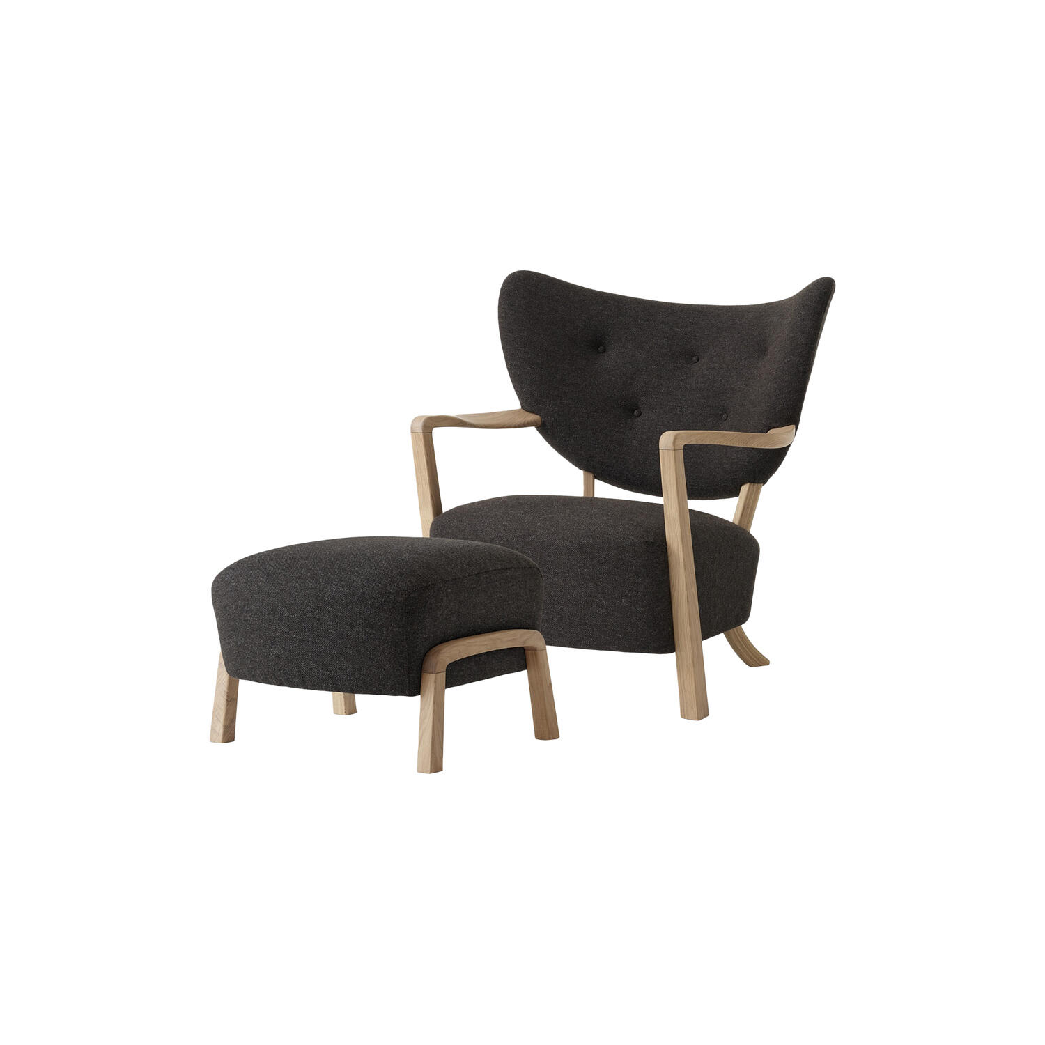 Wulff ATD2 Lounge Chair and ATD3 Pouf, hallingdal 376/oiled oak