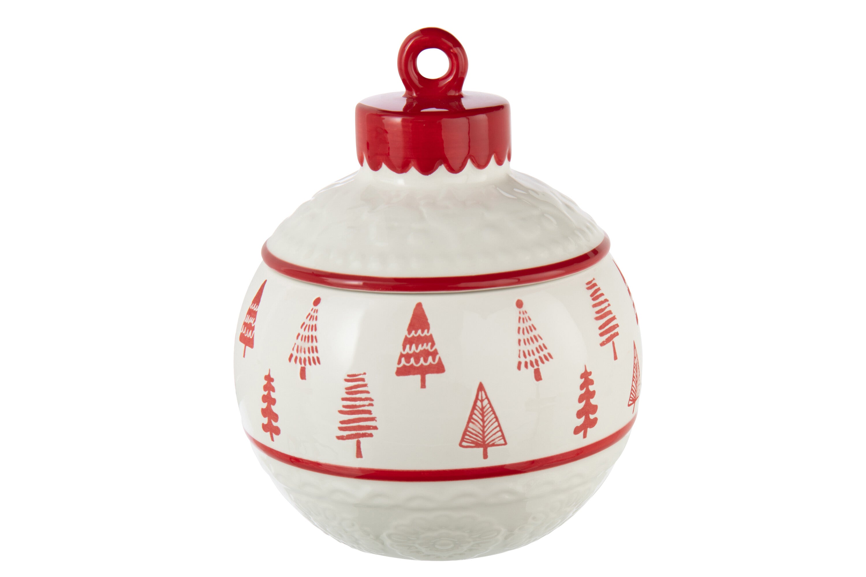 J-Line voorraadpot Kerstmis Bal Dolomiet - keramiek - rood/wit