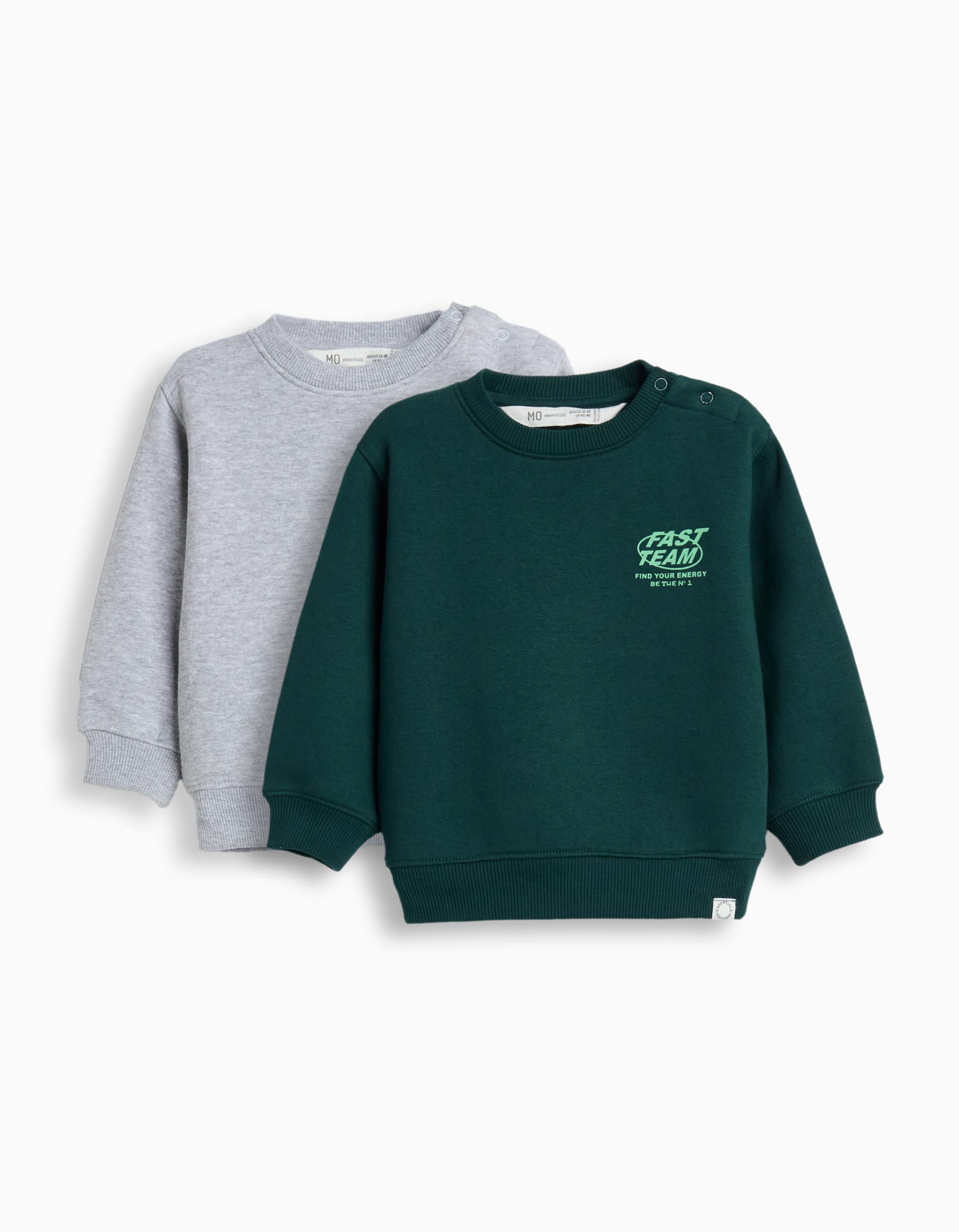 Pack 2 Sweatshirts de Felpa, Menino, Verde Escuro