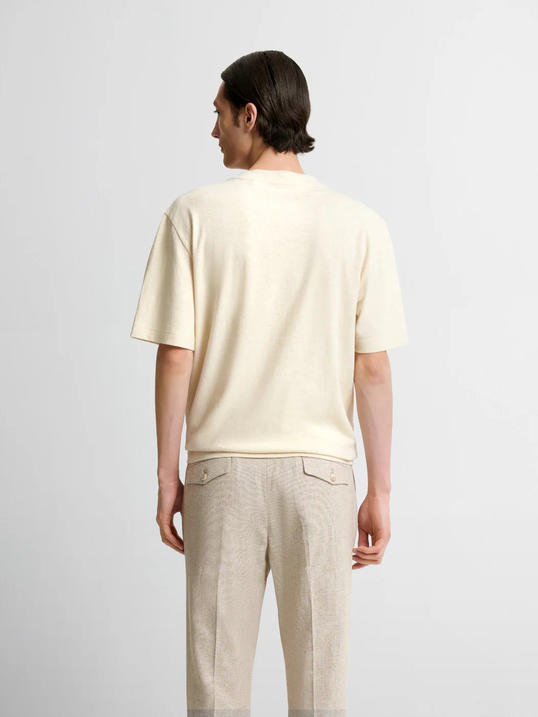 T-shirt col rond en coton lin