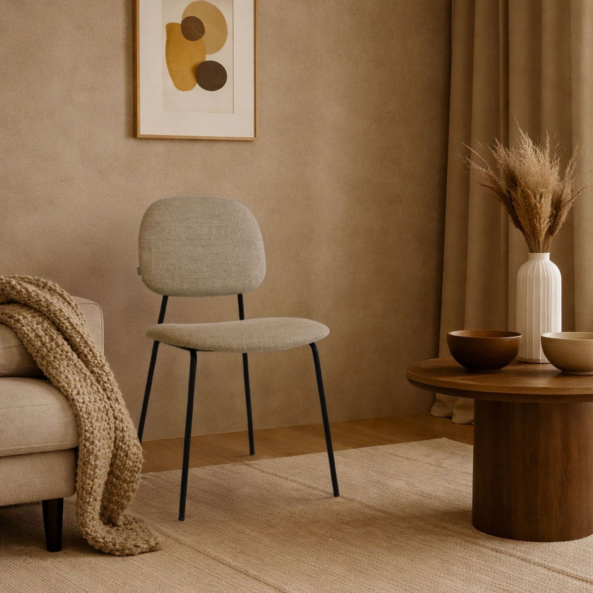 Nolon Jasmijn Eetkamerstoel Taupe Melange - Zwart