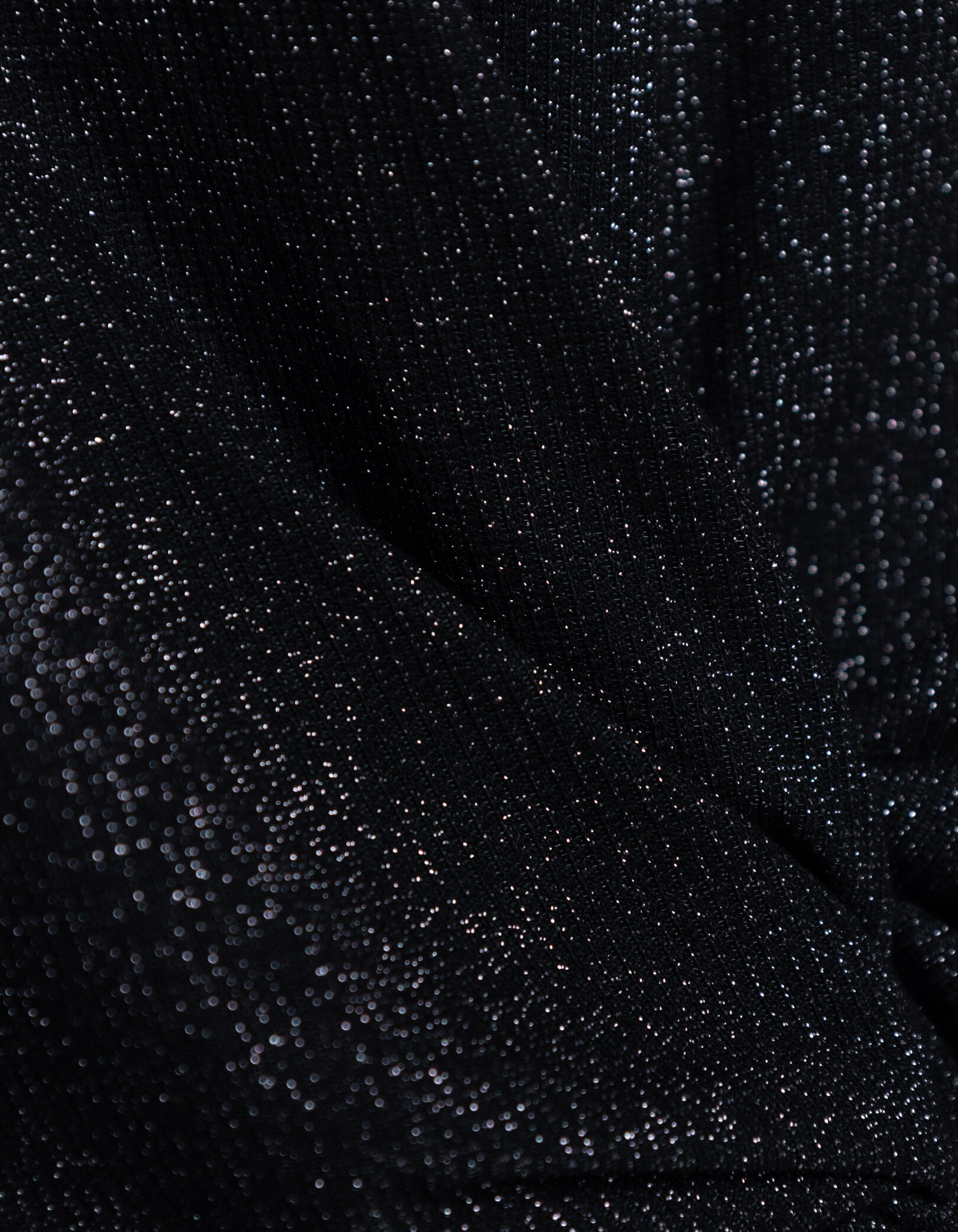 Tee-shirt noir pailleté effet drapé avec noeud Femme