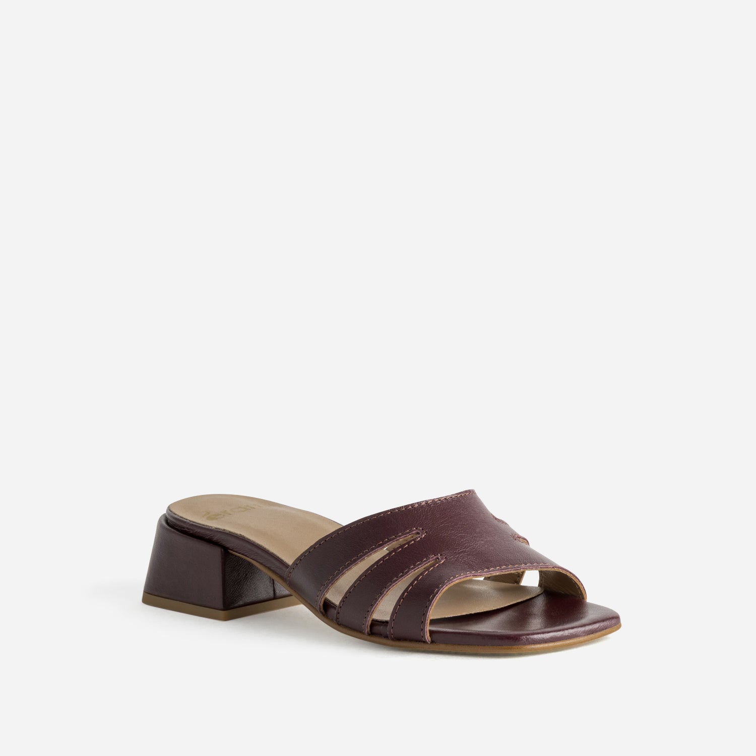Mule à talon bordeaux cuir