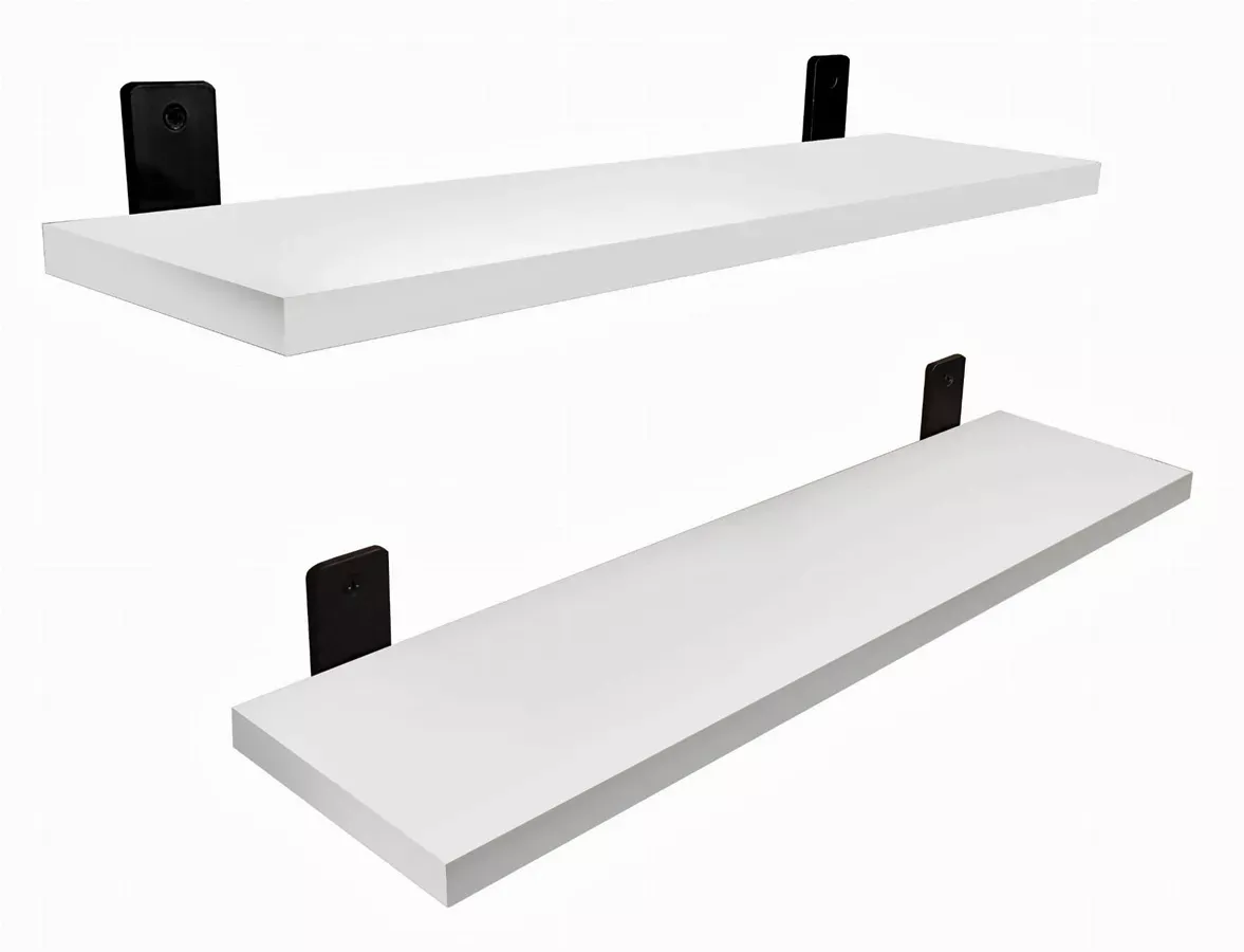 Komplet 2 białych półek ściennych 50 cm - Veax