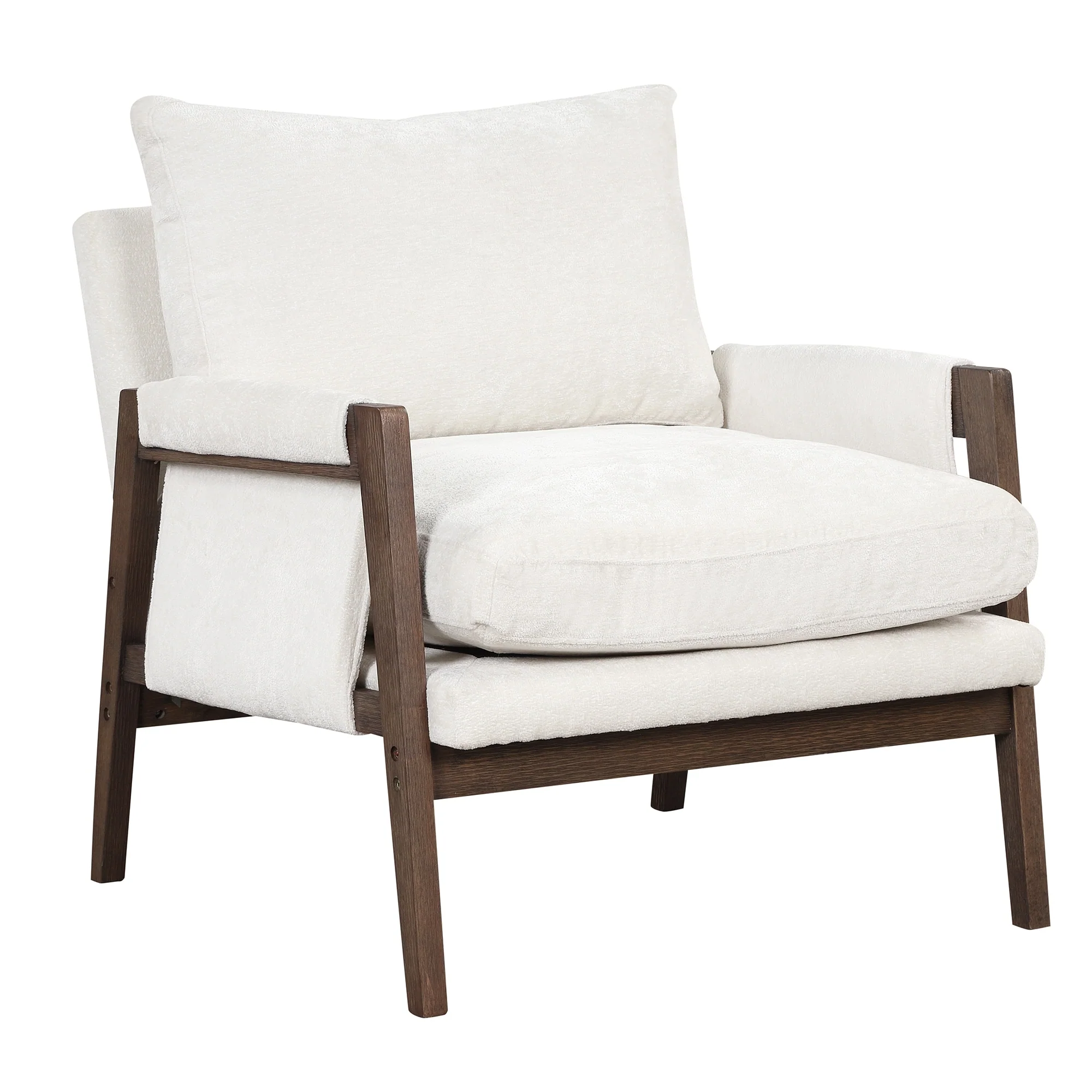 ,Leisure Chair with Solid Wood and Thick Seat Cushion