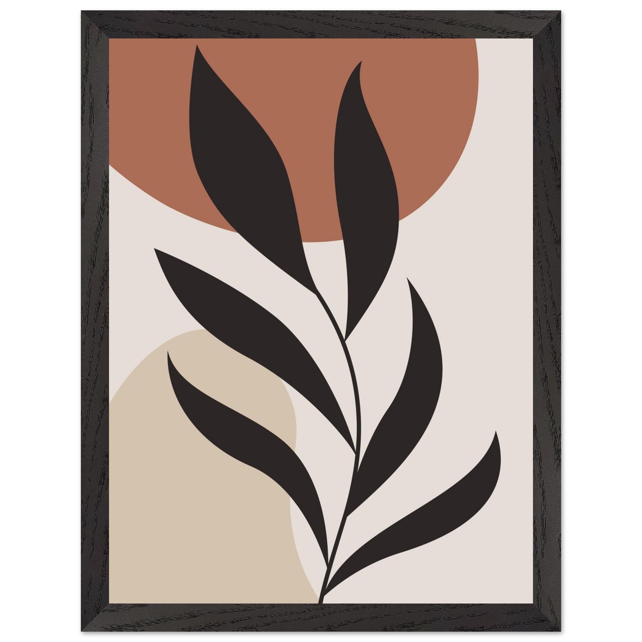 Artfulprints Poster met Lijst Boho - Abstract leaf  - 30x40 cm - Terracotta
