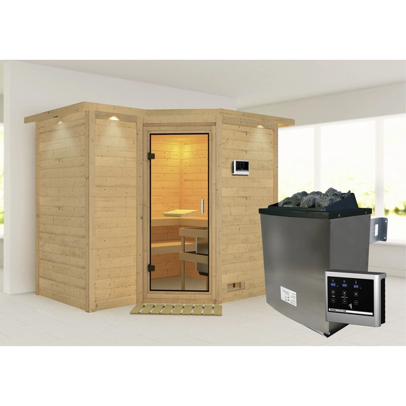 Sauna »Riga 2«, inkl. 9 kW Saunaofen mit externer Steuerung, für 4 Personen