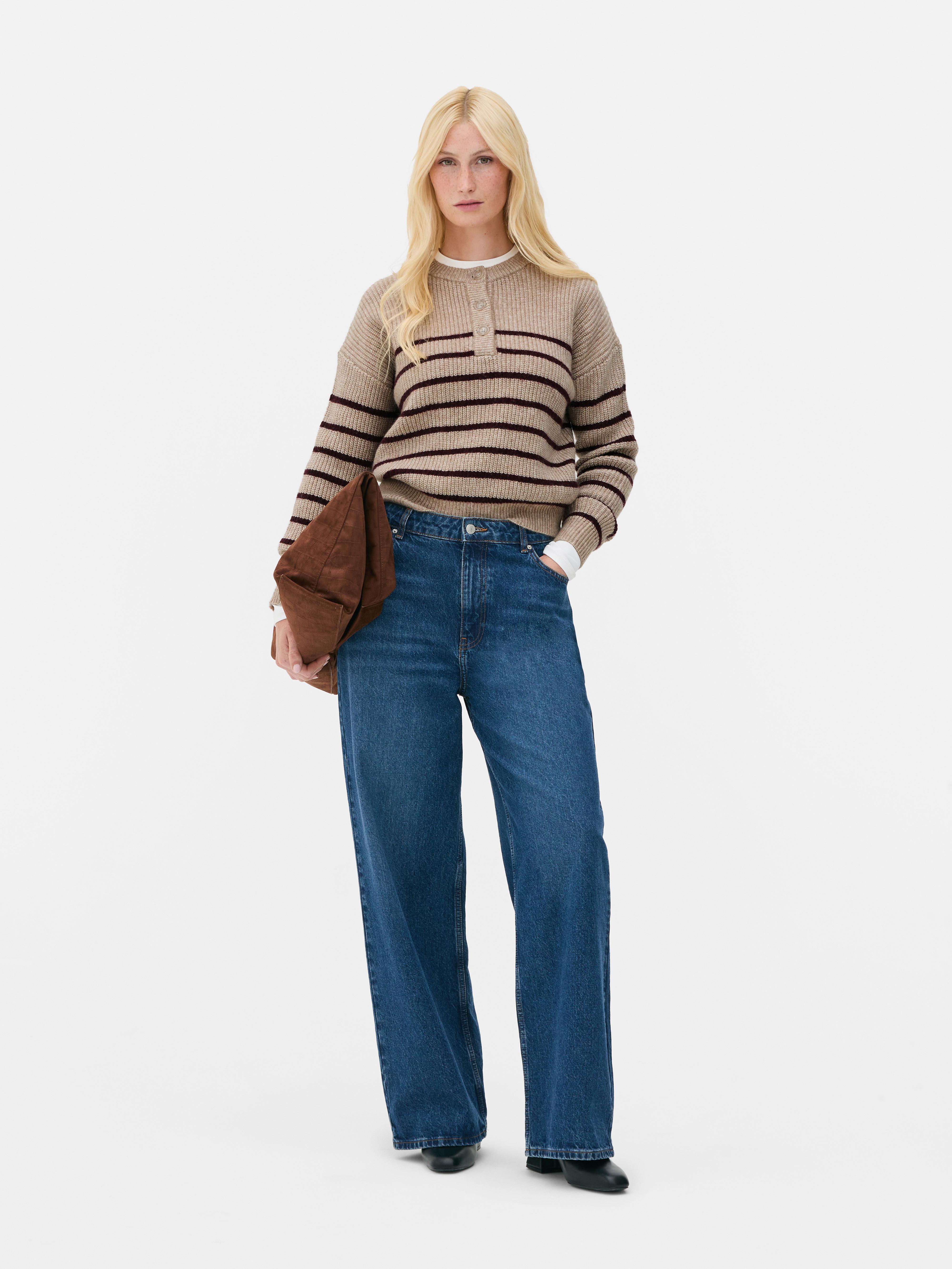 Knitted Button Placket Sweater