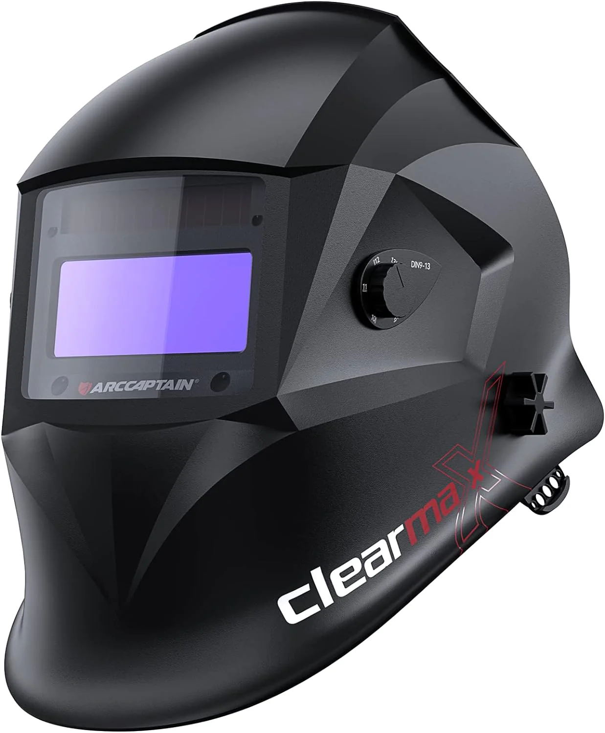Welding Helmet Auto Darkening, True Color Solar Powered Welding Mask with 4 Arc Sensor, 1/1/1/1 Optical Clarity and Adjustable Shade 4/9-13 Welder Helmet