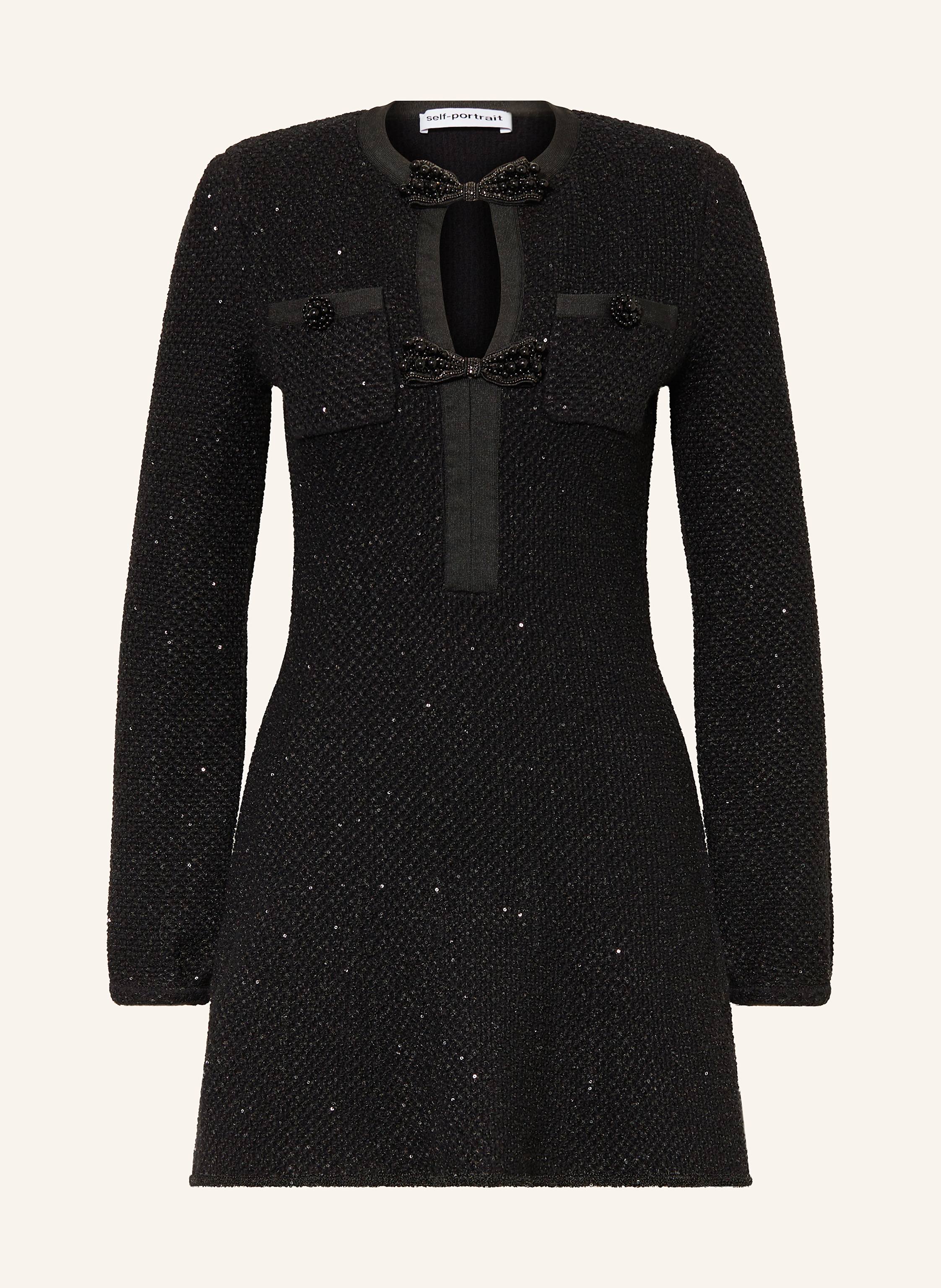 self-portrait Bouclé-Kleid mit Pailletten