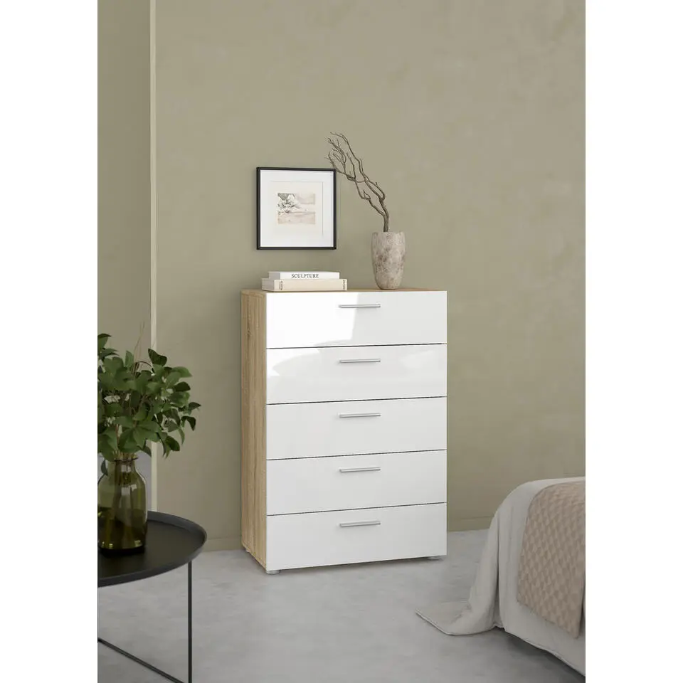 Ladekast Naturel/Wit Hoogglans - 102x40x102cm - Pepe