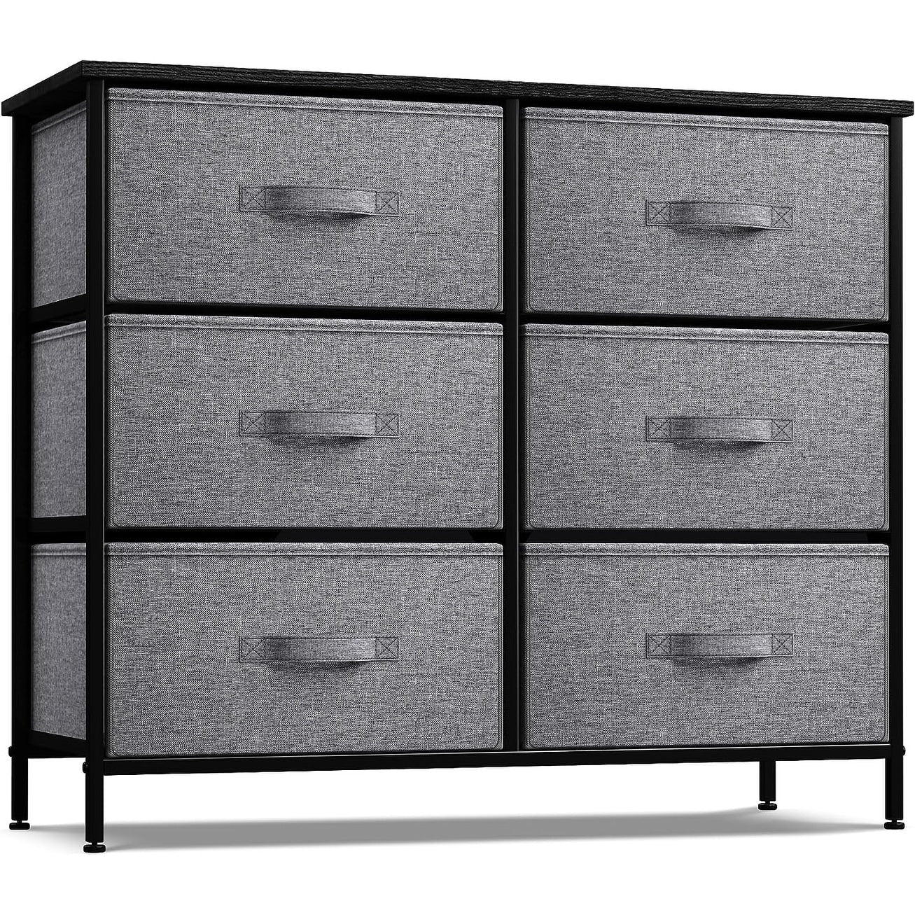 Extra Wide Dresser Organizer With 6 Drawers - Black