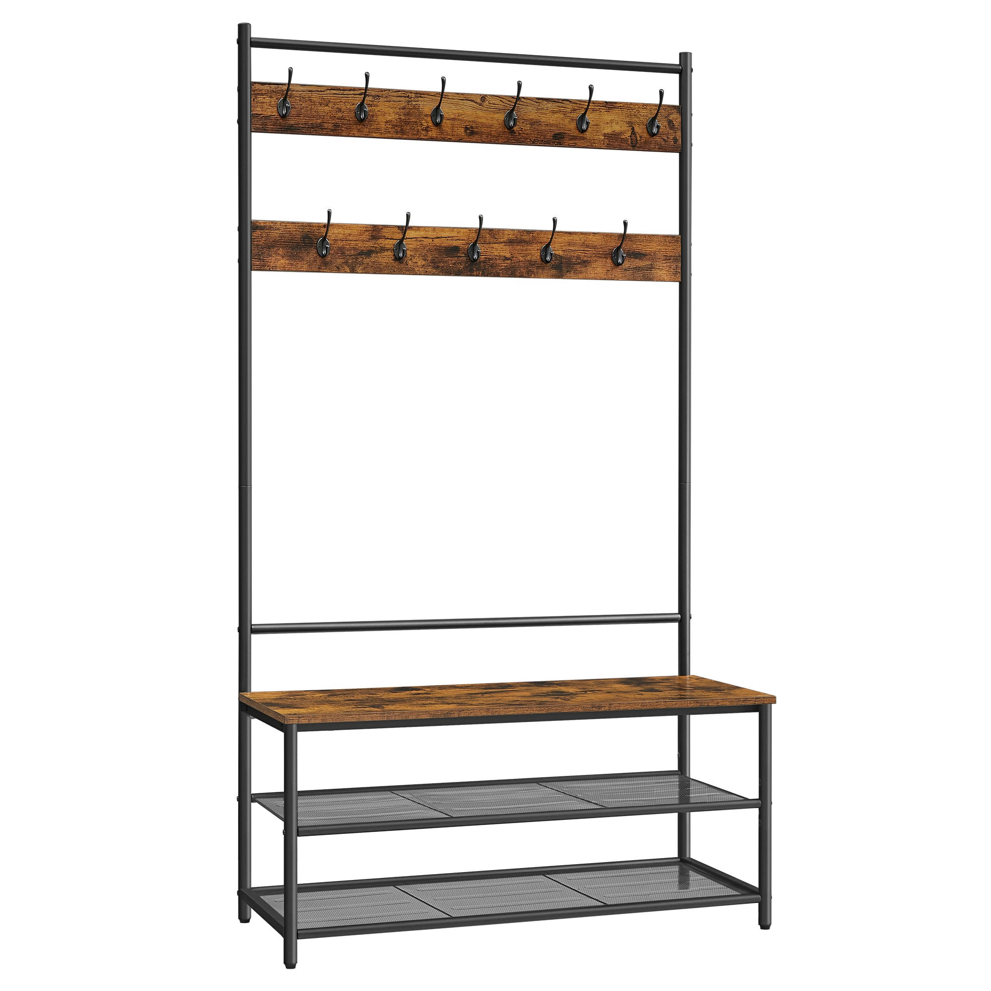 - Meuble d'entrée avec banc 100 x 40 x 180 cm effet bois marron rustique