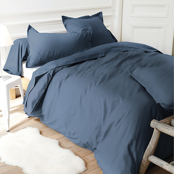 Housse de couette uni 240x220 cm coton ALTO bleu Jean