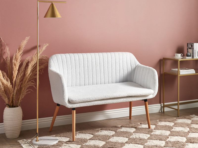 Sofa ławka kuchenna 2-os złamana biel boucle