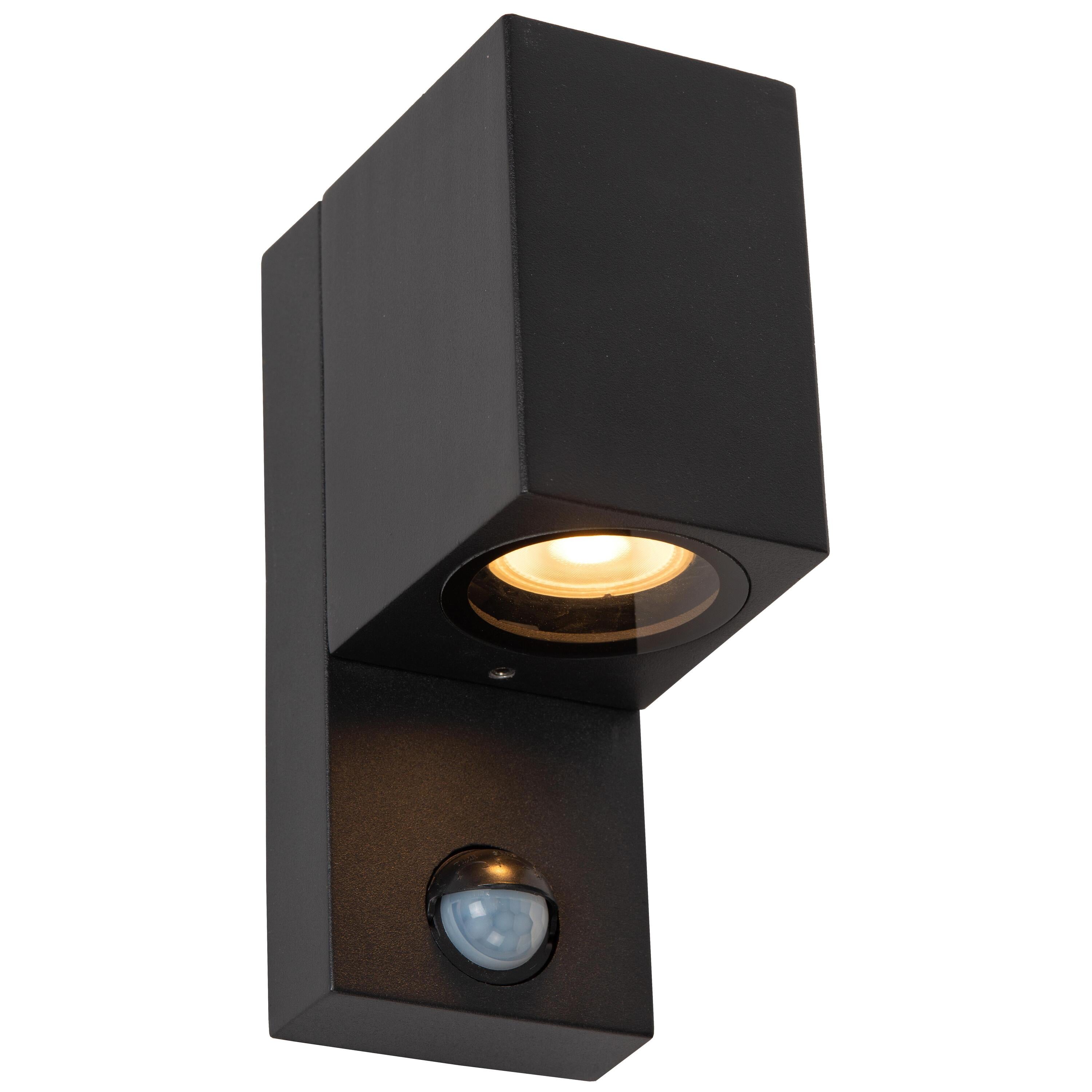 Zaro 1 wandlamp buiten met sensor IP65 vierkant zwart