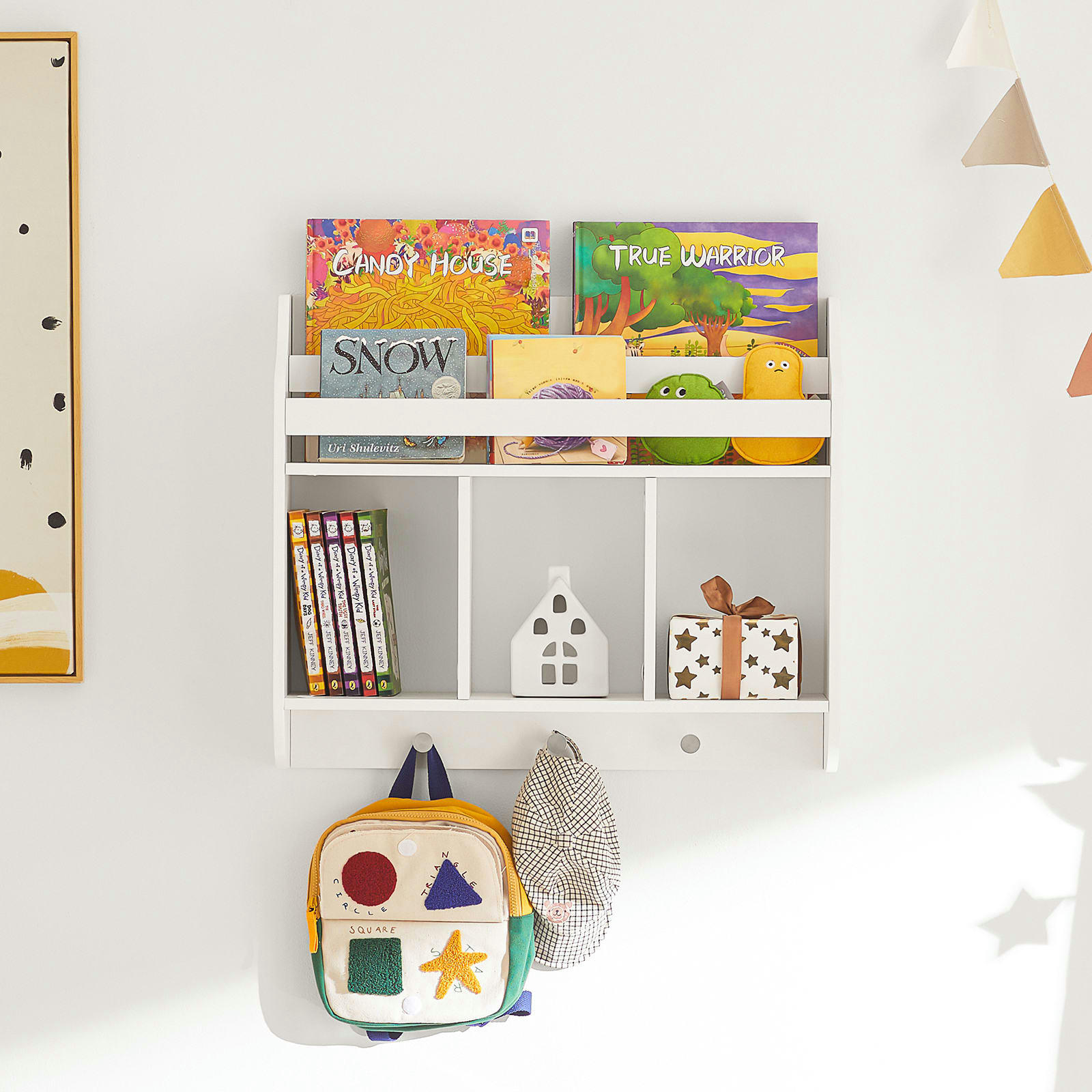 - Bibliothèque murale pour enfants effect bois blanc