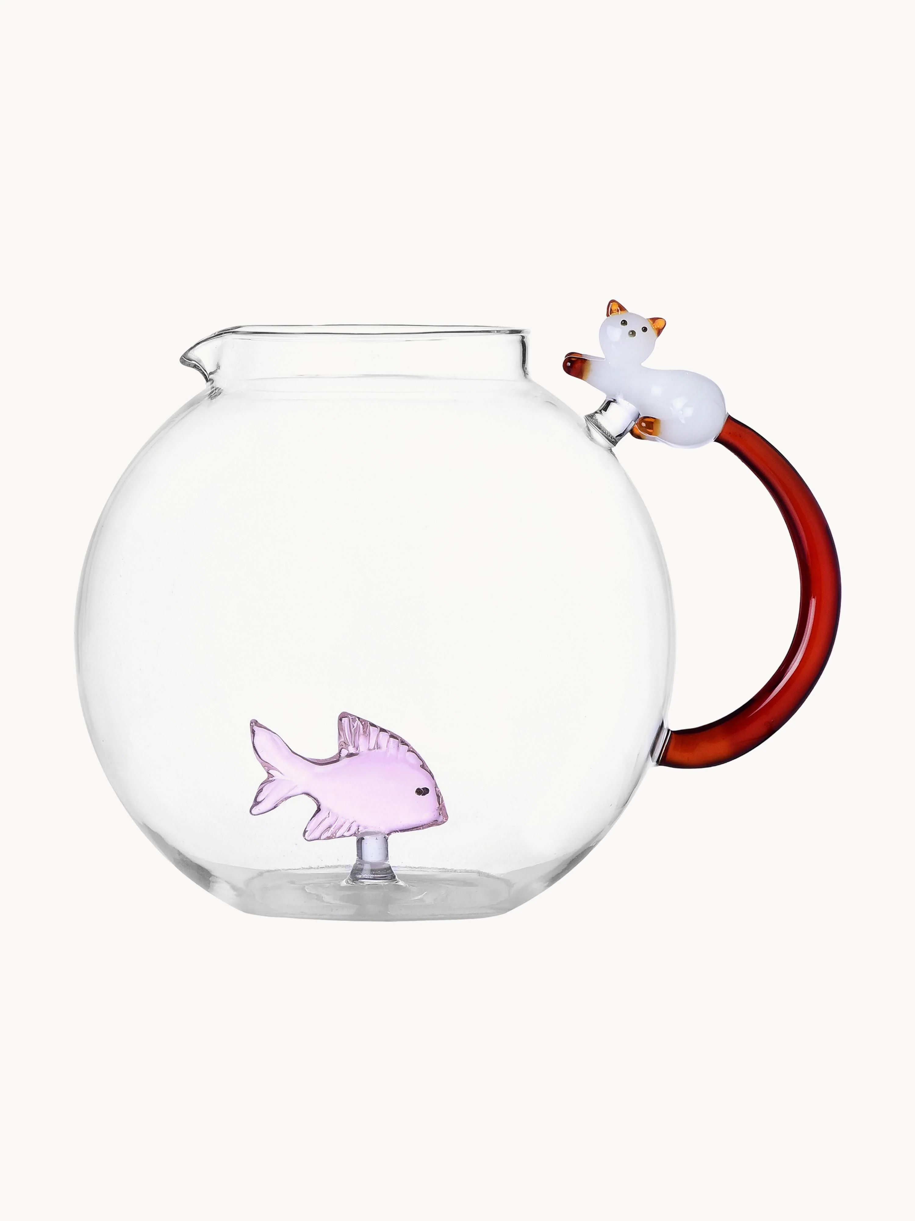 Handgefertigter Krug Tabby Cat aus Borosilikatglas, 2.4 L