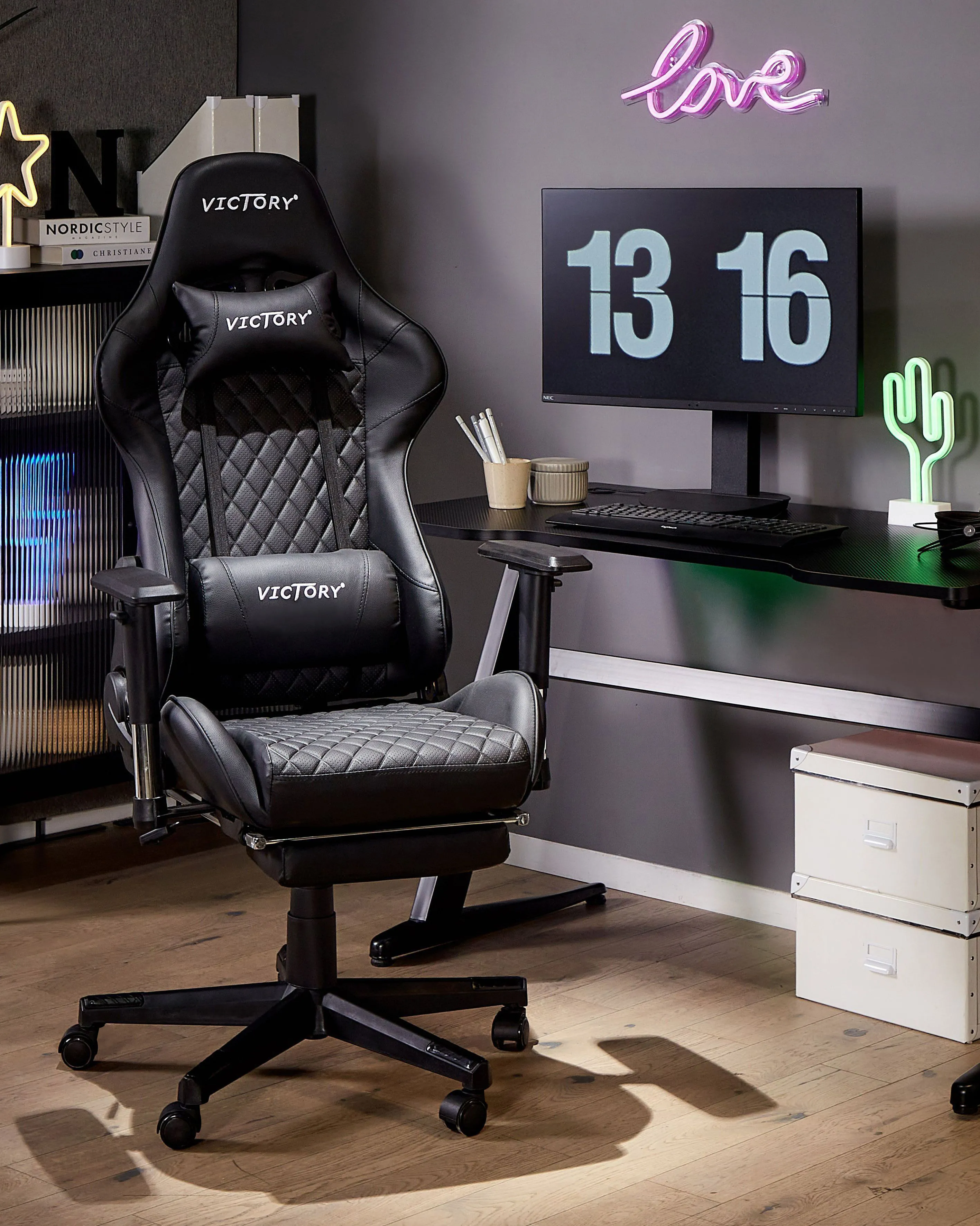 Gaming Chair VICTORY Faux Leather Black