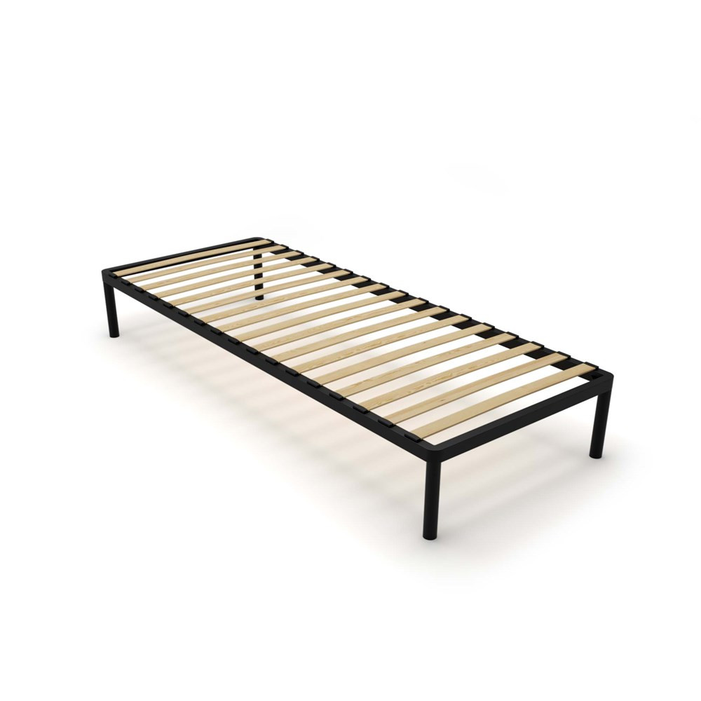 Stelaż Łóżka BED ALU 80x200 Metalowy Drewniane Listwy Nowoczesny czarny