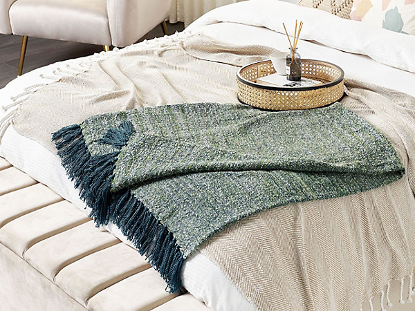 Couverture PAIRE Tissu 130 x 170 cm Bleu paon