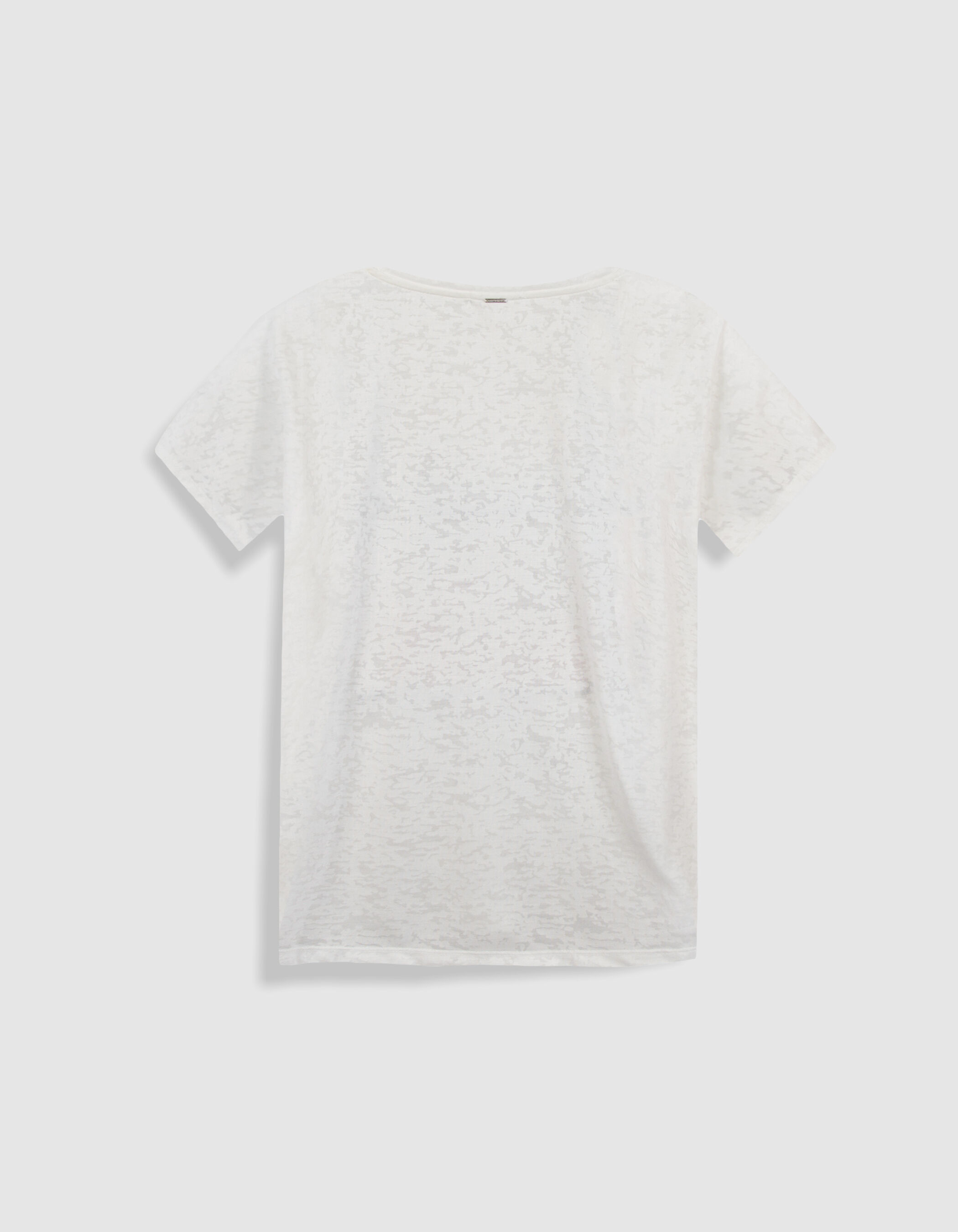 Tee-shirt col V blanc visuel palmiers et messages Femme