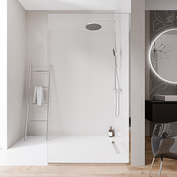 Paroi de douche italienne 110x220cm, verre NANO 10mm, profilé mural   sol chrome - EX102-2
